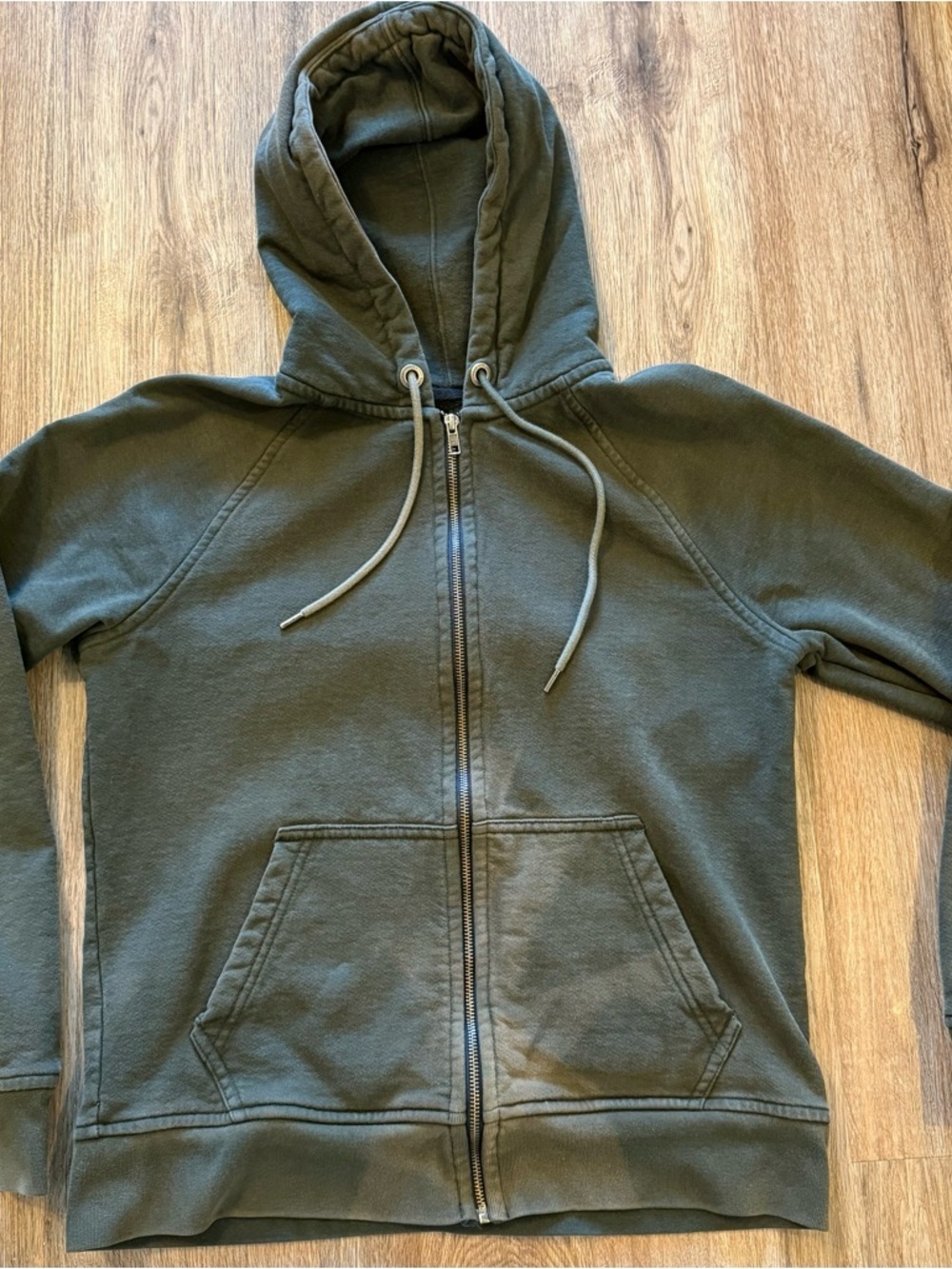 Flint and Tinder Hoodie Mens Large Gray 10-Year Full Zip Heavyweight Distressed